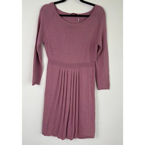 Fontana 2.0 Pink Pleated Front Scoop Neck Sweater Dress Cashmere Blend Size M - Picture 1 of 10